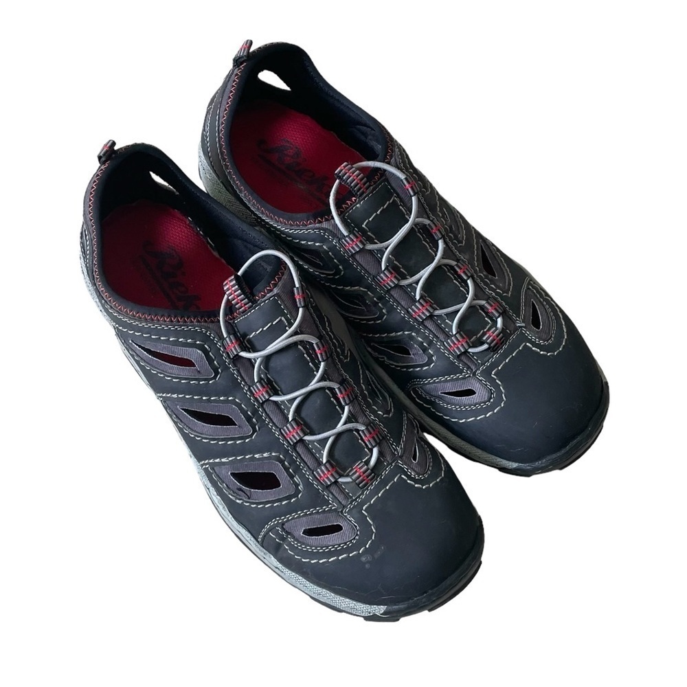 RIEKER Men’s Slip On Casual Lace Up Trainers Athletic Shoes Grey 44